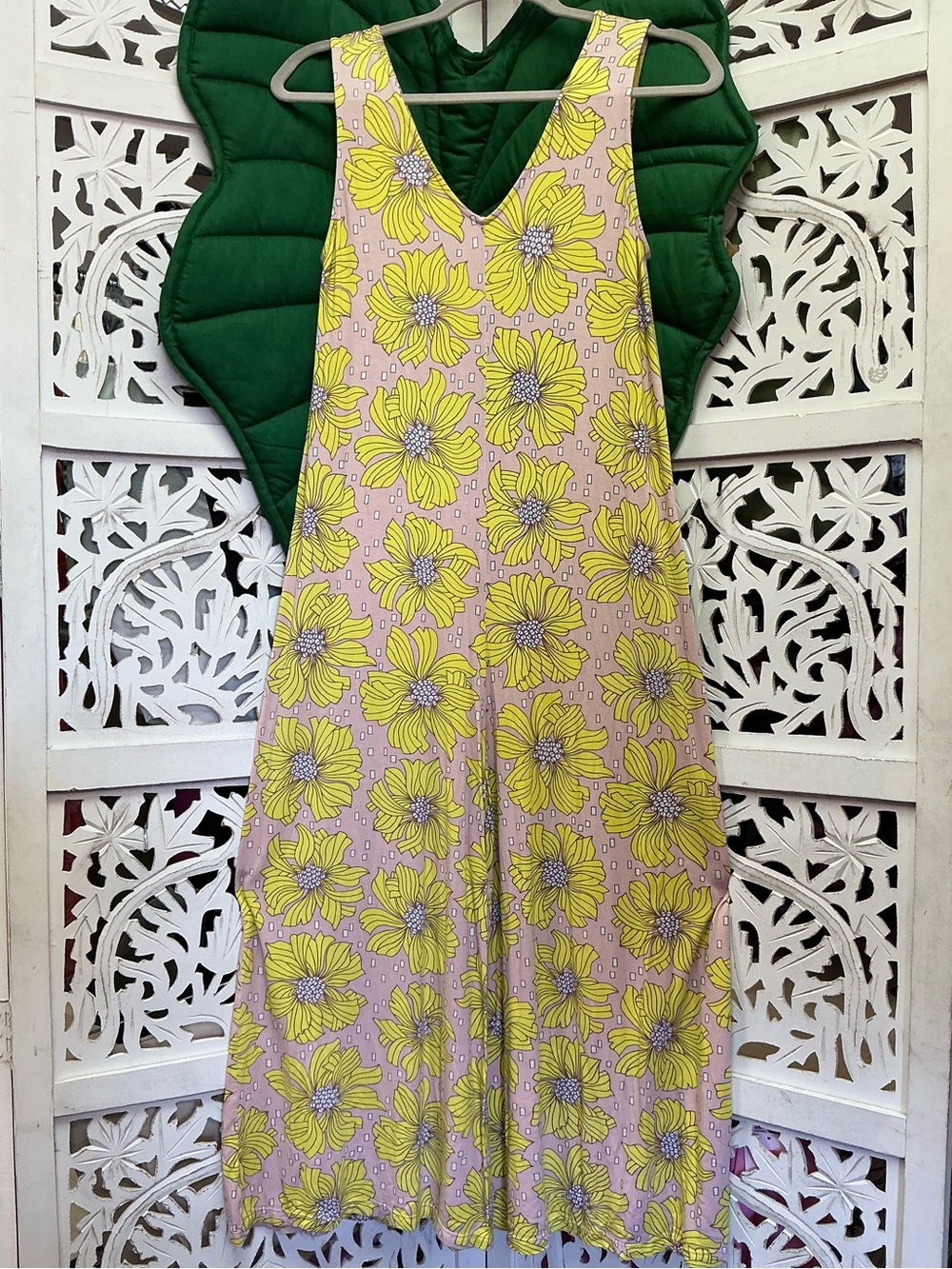 Fighting Eel X Jana Lam collab yellow/pink floral tank top jumper. Size XS